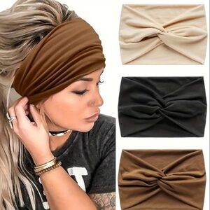 🔥🔥🆕3pc Headbands Stylish Bohemian Turban Style Wide Headband Set